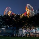 Roller Coaster at Santa's Enchanted Forest under long exposure